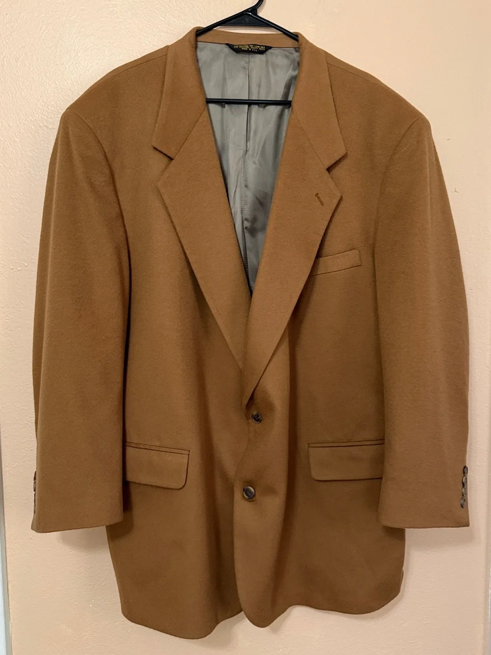 Vintage CESARANI Camel Hair Sport Coat Blazer Mens 44R (estimated) Made in USA